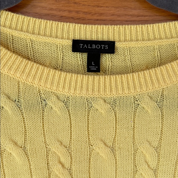 Talbots Spring Yellow Cable Sweater - Picture 2 of 4